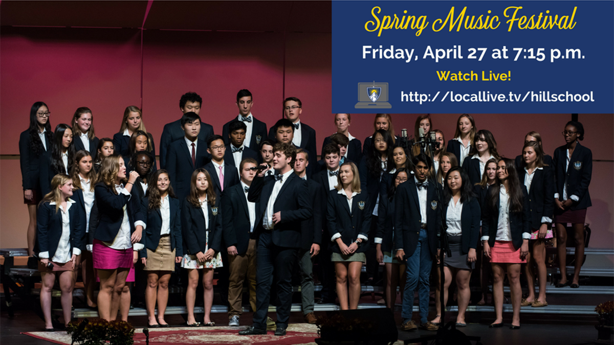 Spring Music Festival 🎤🎹🎷
📆 Friday, April 27
⏰ 7:15 pm 
🎟️ CFTA - Free &amp; open to public 
💻 Can't make it? Watch live at locallive.tv/hillschool 
<a href="/Hill_Arts/">Hill Arts</a>