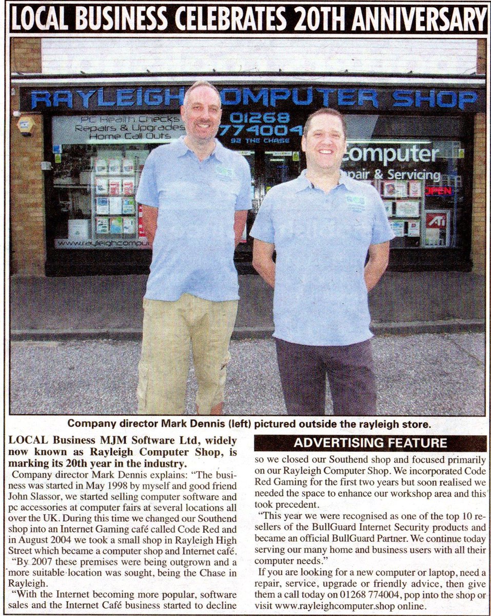 Rayleigh_CS's tweet photo. Another mention for @Rayleigh_CS in this month's Rayleigh and Eastwood @TheLeighTimes @rayleighcomputershop #rayleighcomputershop #20years #rayleigh https://t.co/uQOXgYqo6W