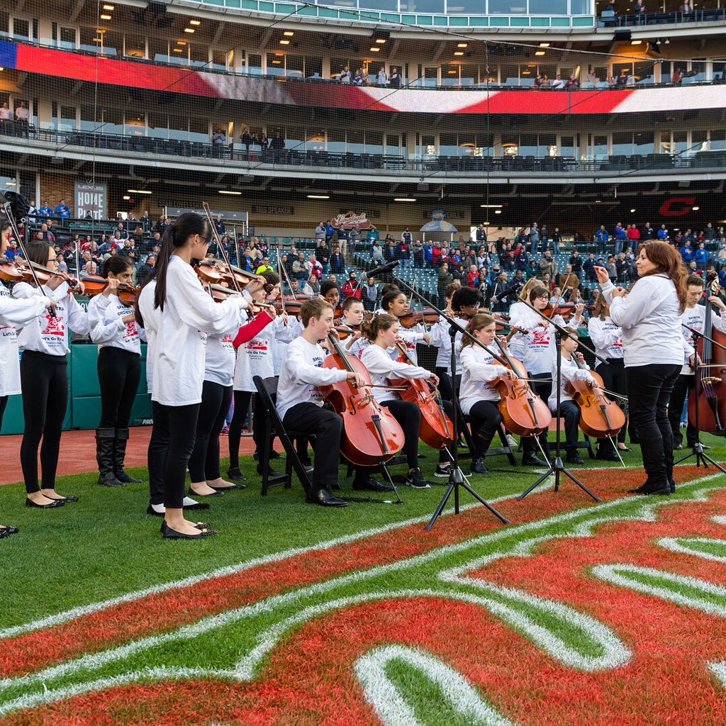 shakerschools's tweet photo. The Middle School orchestra knocked it out of the park tonight when they played the National Anthem at the Indians game! https://t.co/TcFiBTrvTG