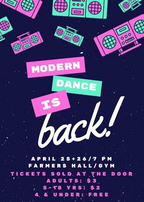 D0GSQUAD's tweet photo. The first Modern Dance performance will be tonight starting at 7 PM at Farmer's Hall (the gym)! See ticket prices on the photo! 💃🏽🎙💜 https://t.co/A2SsMeDqxn