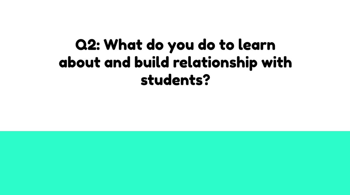 jmandell53's tweet photo. Q2: What else do you do to learn about and build relationships with your students?  Give some examples! #d96chat https://t.co/wE4pnLS8Up