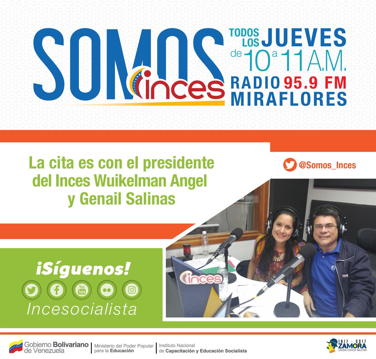 Incesocialista's tweet photo. No dejes de sintonizarnos mañana a las 10 am por @MirafloresFM nuestra programa @somos_inces dedicado al #MotorTextil https://t.co/SLK262TWu7
