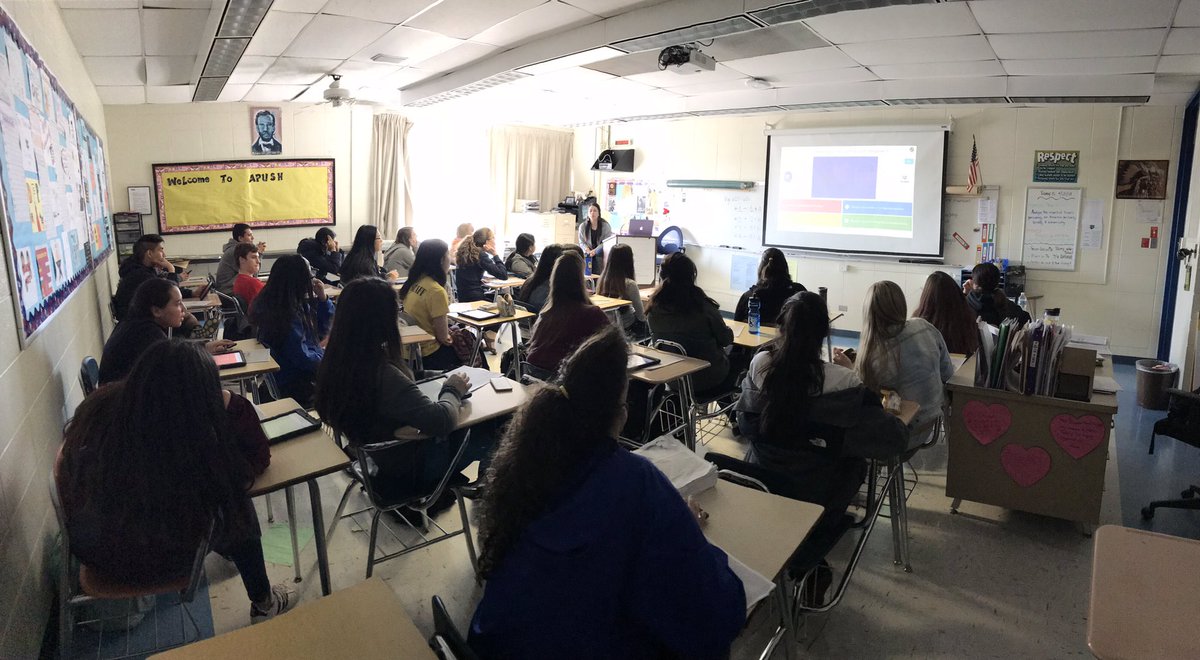 WHShistoryninja's tweet photo. Review session #2 is underway for APUSH! Students are reviewing periods 4 &amp; 5 in preparation for their AP test in May. @signorahawkins @Wheeling_Cats https://t.co/UEW6RLm9EV