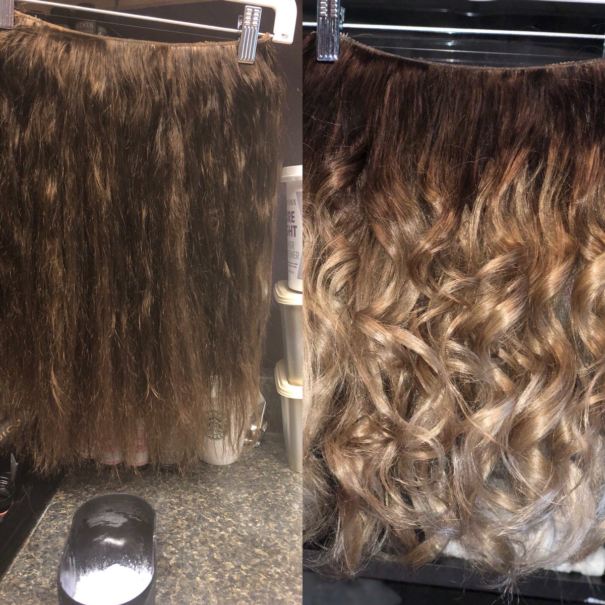 STYLISTGUINN's tweet image. Balayage before/after a @halocouture hair piece... #rootmelt #olaplex #balayage #artist #stylist #beautyblogger