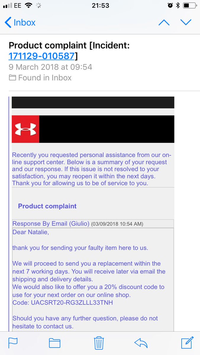 under armour contact phone number