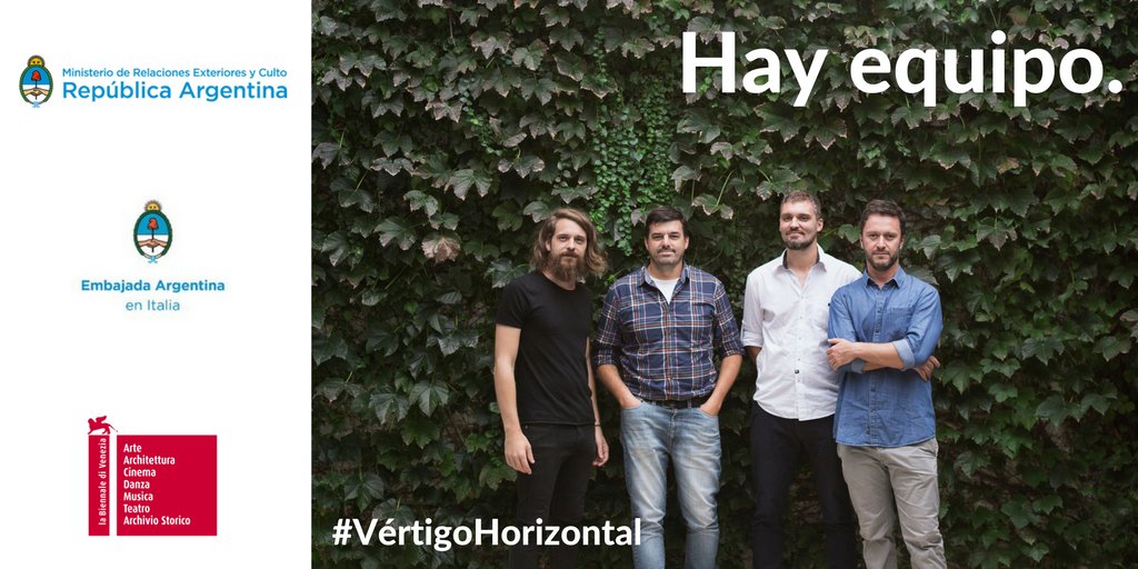ARGinITALIA's tweet photo. Les presentamos el equipo de arquitectos responsables del proyecto #VértigoHorizontal para @la_Biennale en la XVI edición de la #biennalearchitettura2018 🇦🇷@federicocairoli @javiermendiondo Francisco Garrido y Pablo Anzilutti de #SantaFe 
@CancilleriaARG @ARGinITALIA https://t.co/NIdumDSk0B