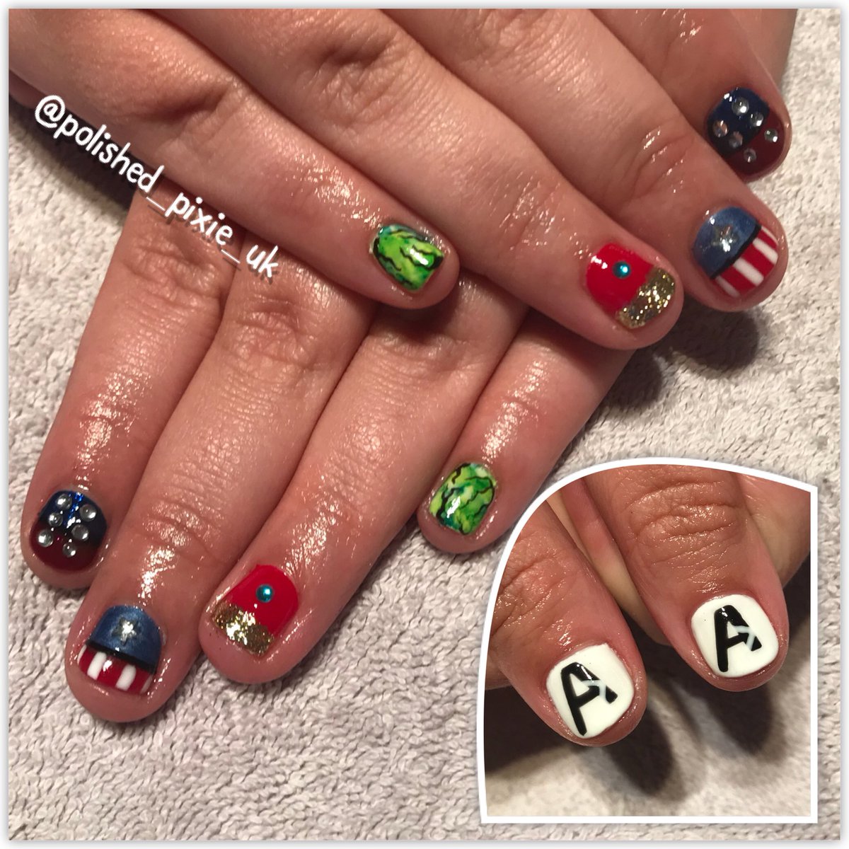 polishedpixie's tweet photo. #avengers #nailart https://t.co/WBu9vk27ad