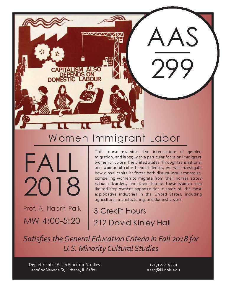 Looking for a course this fall? Still need to fill a gen ed requirement? Consider one of these two courses: AAS 105 - Intro to Arab American Studies, or AAS 299 - Immigrant Women Labor, a brand-new course this year!