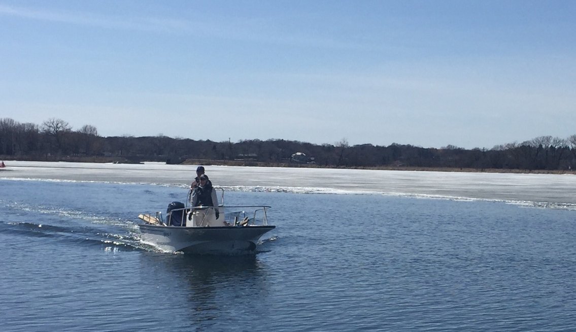mndnr's tweet photo. Just because you can access the ice doesn’t mean you should. Late-season ice is notoriously unpredictable and can change quickly. Get more #IceSafety tips: https://t.co/ZZYGTljTlW. https://t.co/f3UhHBGJ46