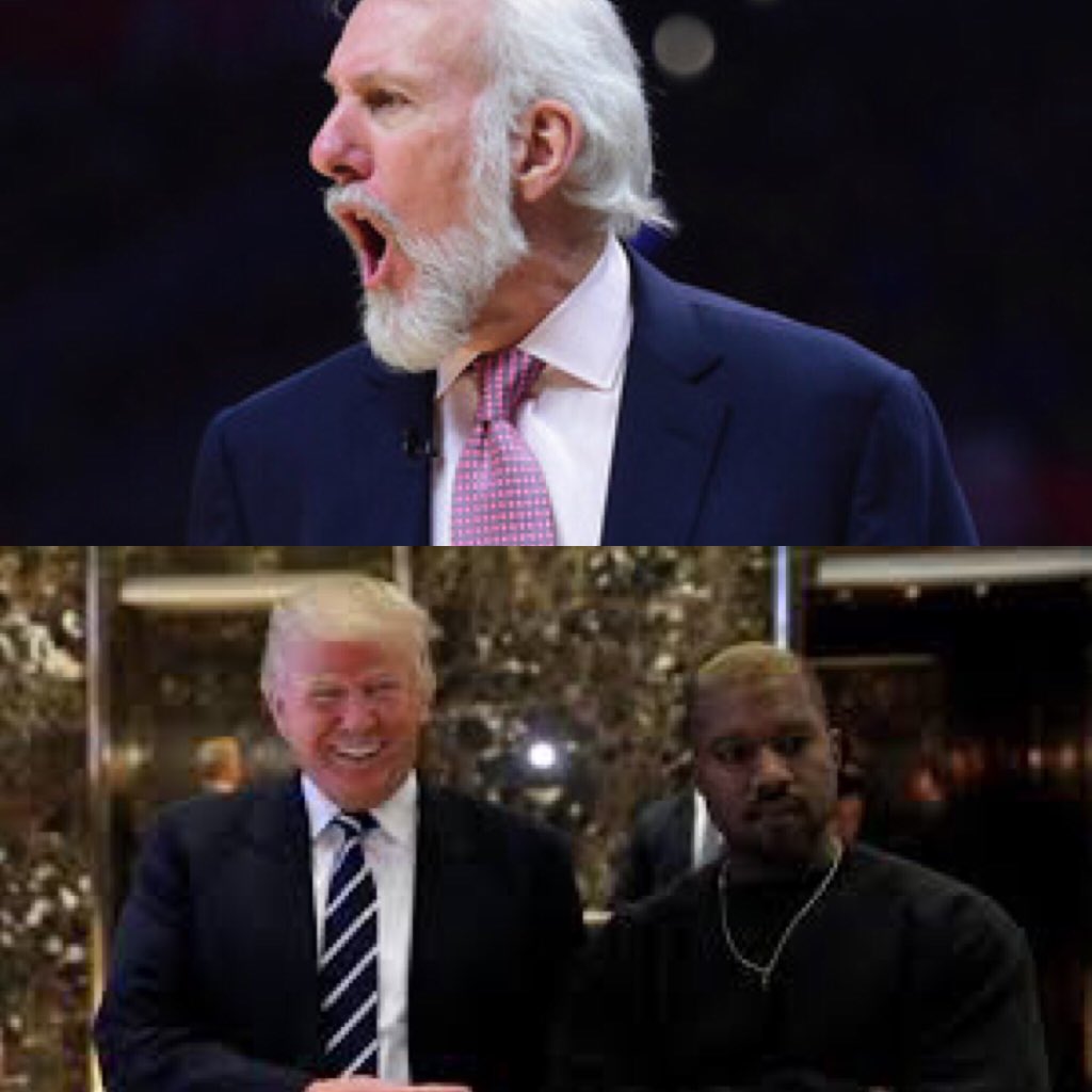 datguyshanmac's tweet image. Breaking News: Almost 24 hours before the NFL draft, the black delegation has requested a trade! @kanyewest for Gregg Popovich! Word from the White House, @realDonaldTrump couldn’t be more ecstatic about the news!!! #KanyeWest