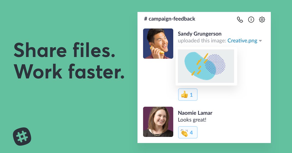 SlackHQ's tweet image. Context moves conversations along — post files directly to channels for instant feedback or informed discussions. #SlackTips bit.ly/2pr1R3B