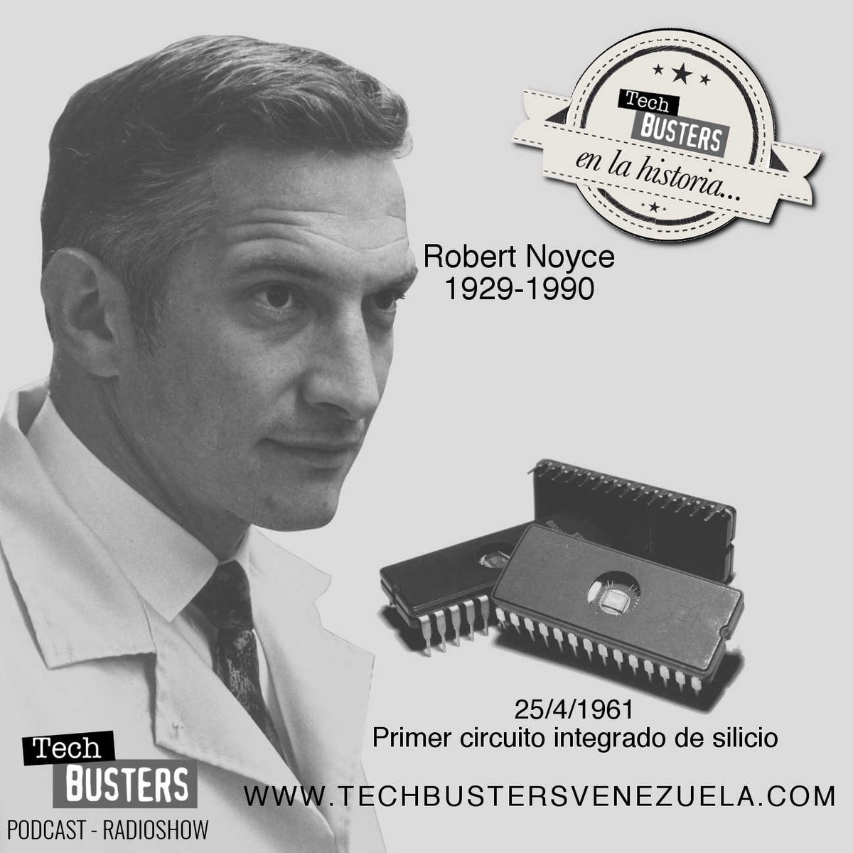 techbustersve's tweet photo. Tal día como hoy pero en 1961 Robert Noyce, co-fundador de Fairchild Semiconductor y de Intel, patenta el primer circuito integrado de silicio. A Noyce también se le conoce como el creador del nombre "Silicon Valley"
#techbustersve #tecnologia #technology #programacion #microchip https://t.co/O5vHT9EkDE