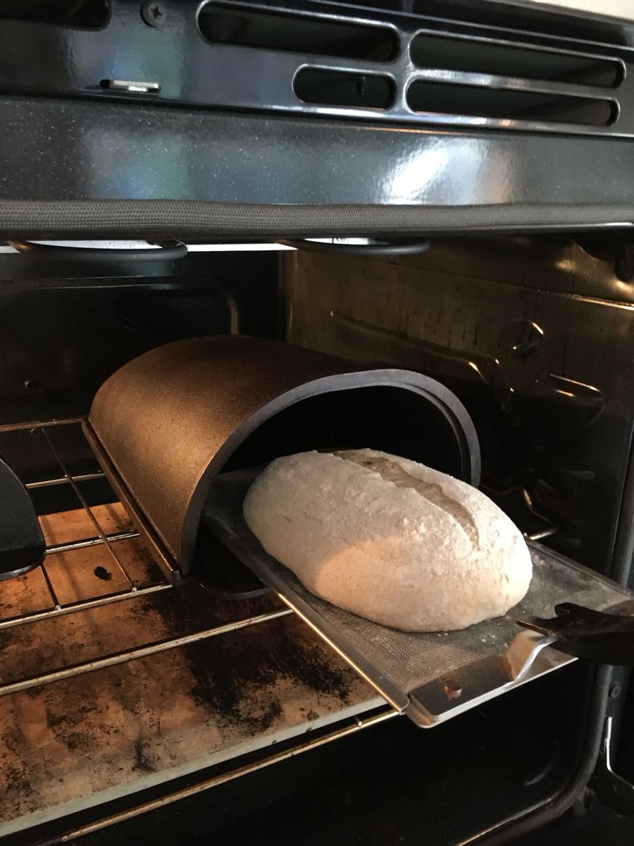 stranddesign's tweet photo. Loaf in! Lid on! Beautiful bread out! #fourneauovenmagic
.
.
.
#fire #realbread #fourneau #puremichigan #foodgram #bake https://t.co/pWuj5SnlMr