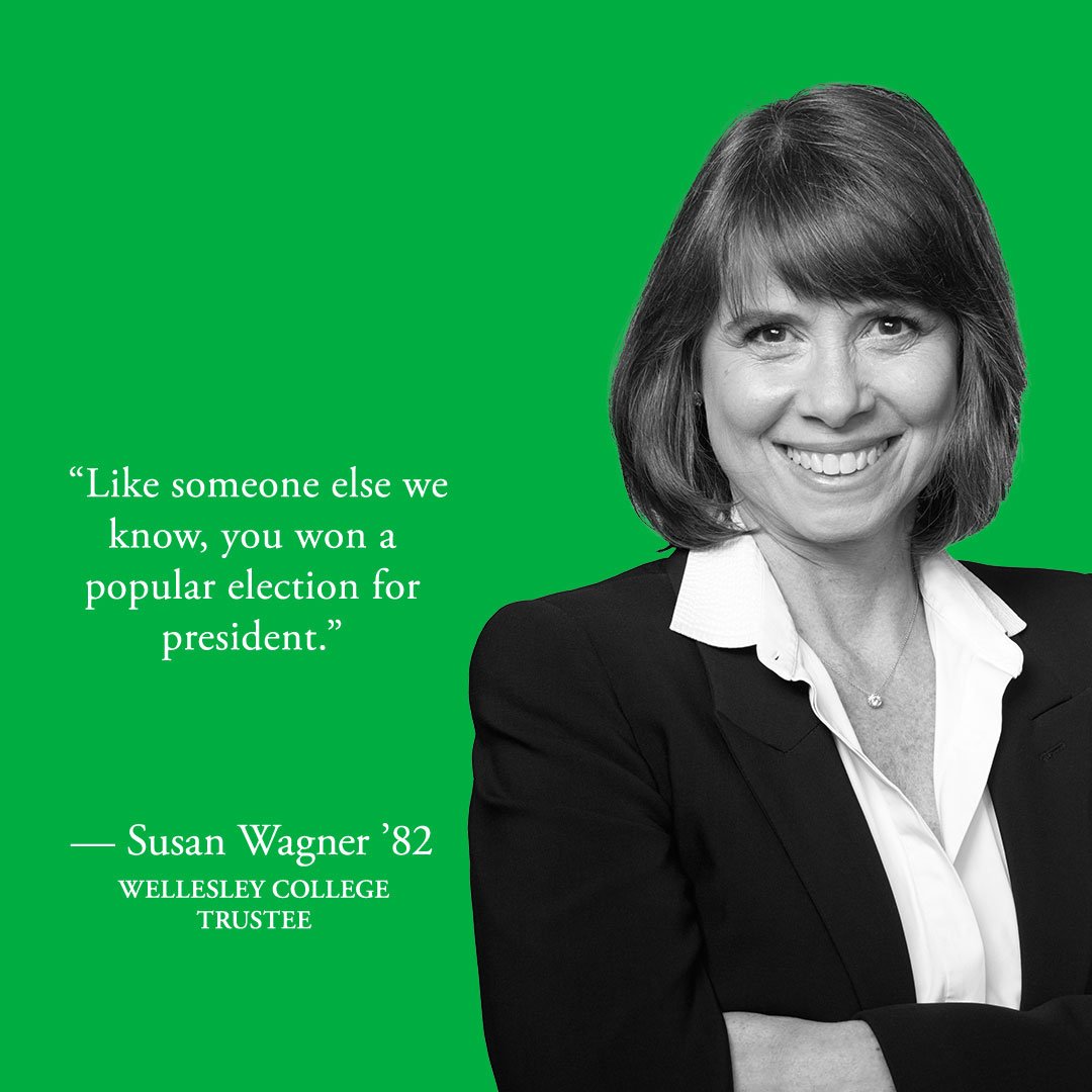 Wellesley's tweet photo. A witty welcome to former Vice President @AlGore from @Wellesley Trustee Sue Wagner ’82 #WilsonLecture https://t.co/iy8f0HYWQv