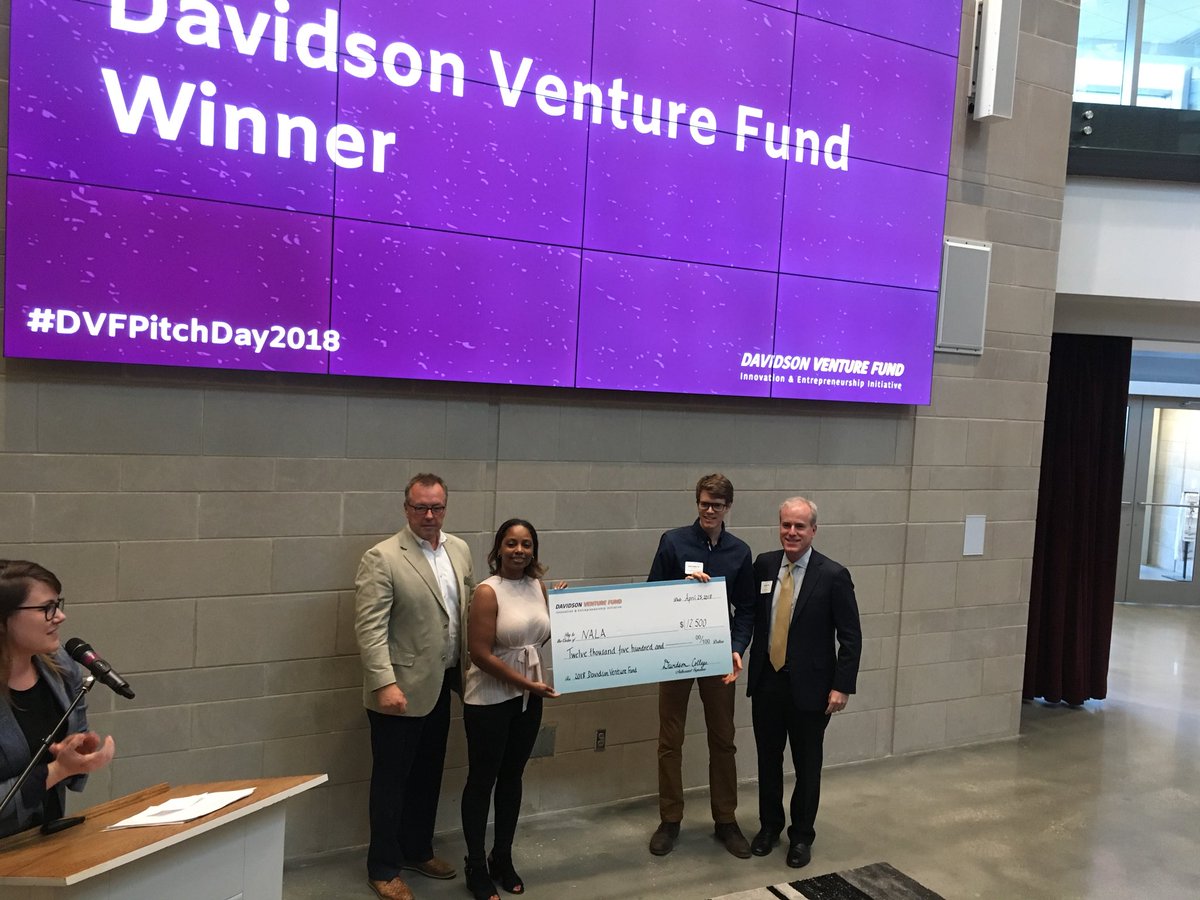 Congrats to our winners! NALA and Lucid LLC both took home $12,500 in investment funding from <a href="/DavidsonCollege/">Davidson College</a>. Thanks to all of our finalists, and everyone who came out. We had an amazing turn out! Until next year! #DVFPitchDay2018