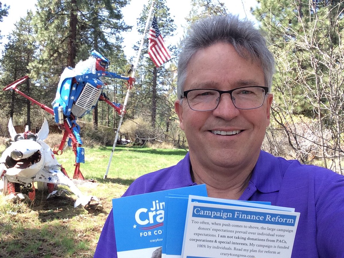 jim_crary's tweet photo. Going door-to-door in Keno and I came across some interesting sculptures! Sunny and another beautiful Spring morning.
#teamcrary #crary4congress #orcd2 #or02 #ord2 # midterms https://t.co/Jti0L5JnQ0