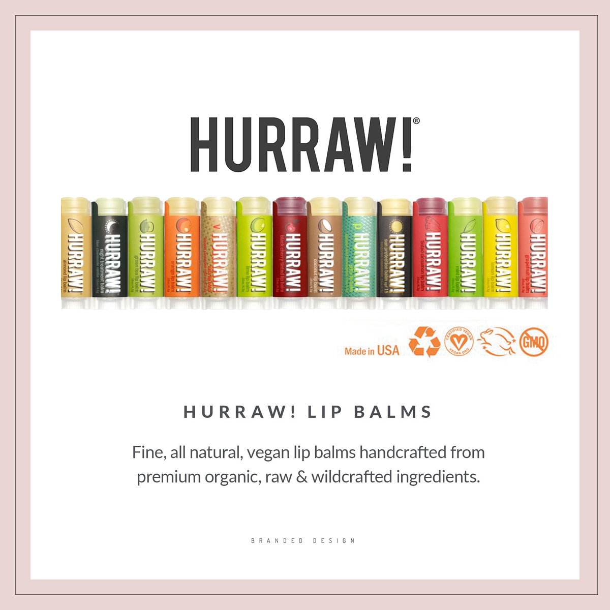 Tamarillodotco's tweet image. HURRAW! lip balms are certified vegan, handcrafted in small batches from the highest quality raw organic ingredients, premium fresh-pressed oils, and natural flavors and colours. #organic #brandeddesign
