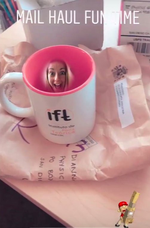 ift_uam_csic's tweet photo. Our exclusive #IFTmug reached @thephysicsgirl following our #February11 contest! Thanks @QuantumFracture @CdeCiencia for this capture from her IG stories! And thanks Dianna for your great work in spreading love for physics! 😍 https://t.co/u6gfvfDFGJ