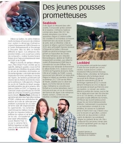 On parle de Seabiosis dans le dernier <a href="/QuebecScience/">Québec Science</a> (Avril-Mai 2018).
Encore une belle visibilité à travers tout le Québec !