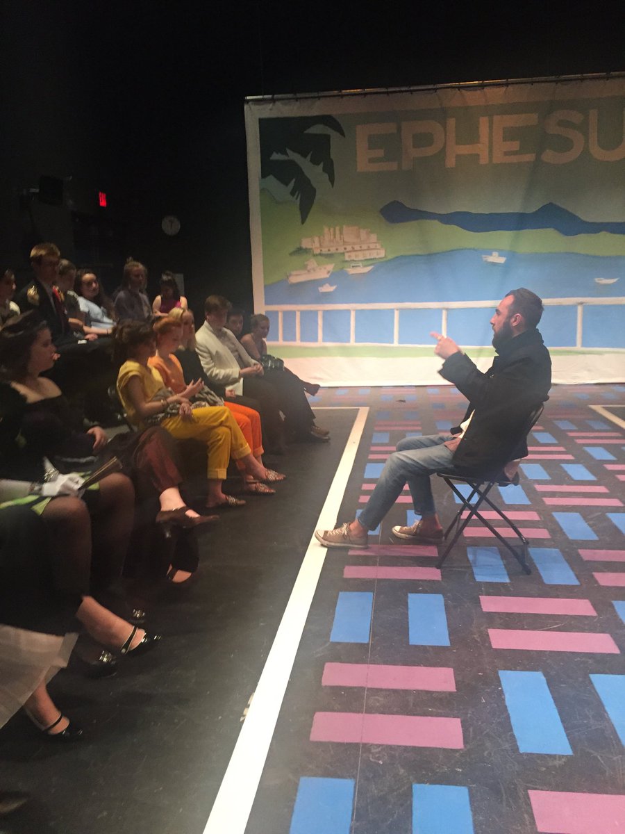 ChanHSTheatre's tweet photo. Nathan Keepers gives notes to the cast on our penultimate rehearsal. #moco #ComoErrors2018 #stormnation #chanpride https://t.co/2UQtnAFJKB