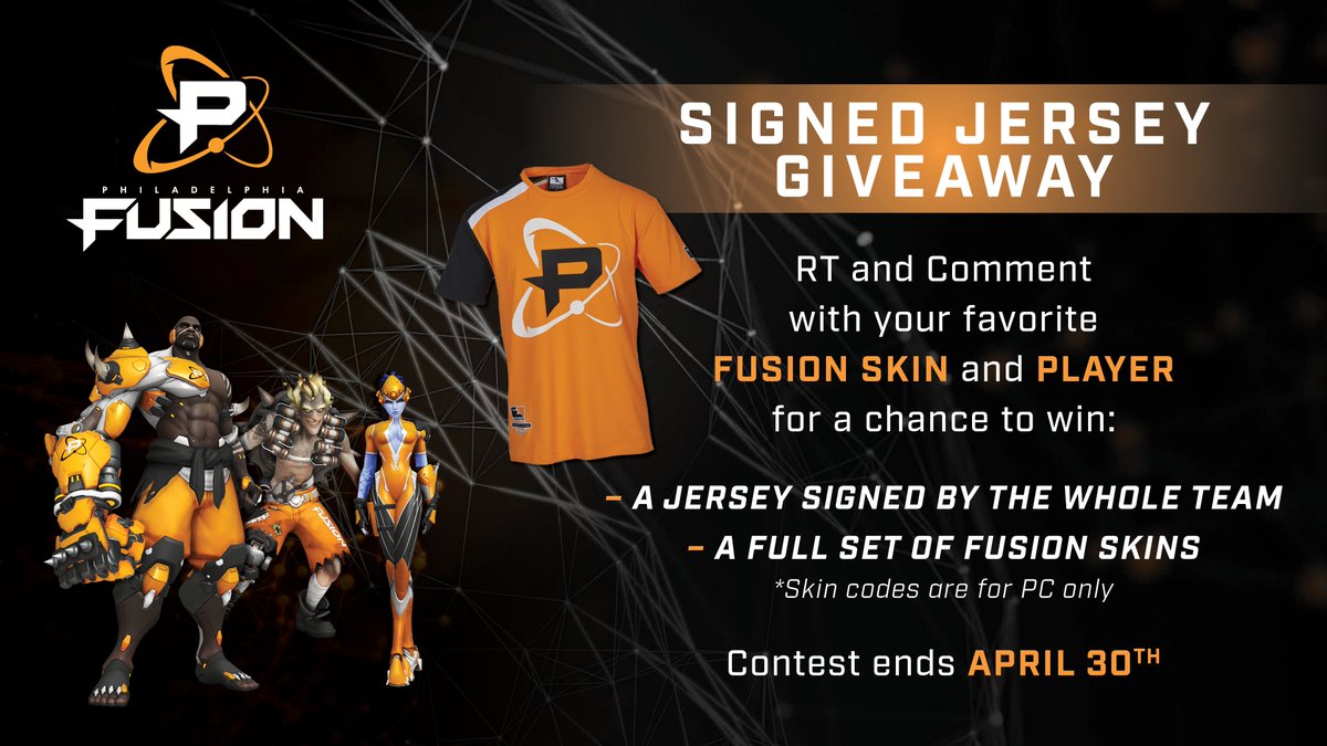 Infernal's tweet photo. Giveaway time! We're hooking up one fan with a jersey signed by the whole team, and a full set of Fusion skins! 

RT and comment with your favorite skin AND player for a chance to win! #pdomjnate https://t.co/Unn9u4zR8T