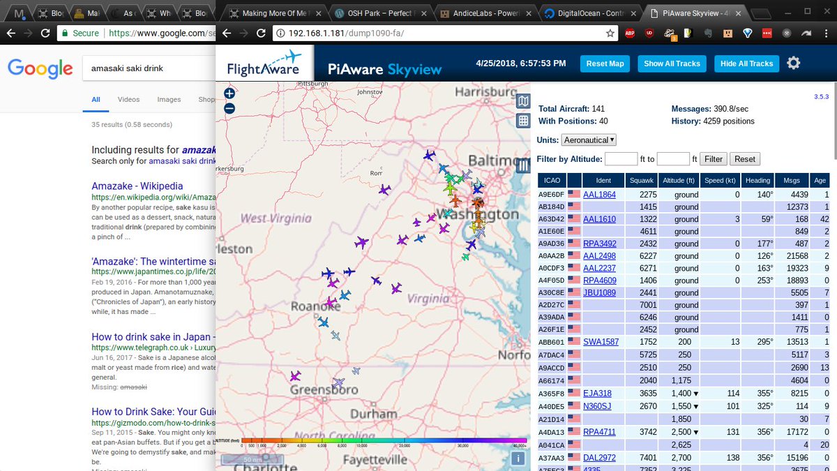 SmokeLegend's tweet image. Shocked! my new antenna setup with the piaware has tracked a few aircraft all the way to NorthCarolina... wow!!!!!  #rtlsdr #piaware #1090 #filter #flightaware