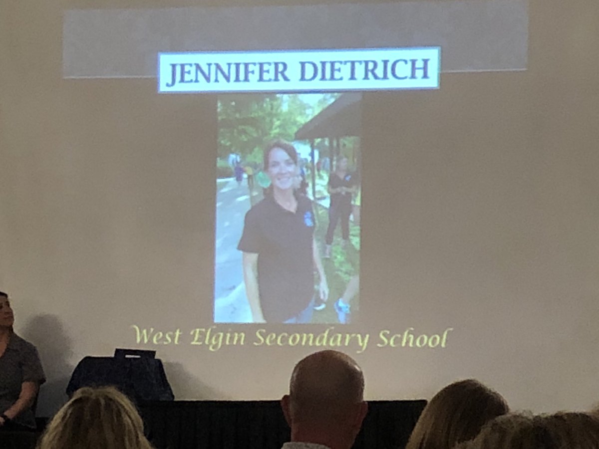 WestElginSS's tweet photo. Congratulations to Mrs Dietrich, 2017-2018 Bishop Townsend Award winner for educator excellence. We are lucky to have you #includedatwess @TVDSB “She is the teacher you want your children to have.” https://t.co/r0XeU6Nqan