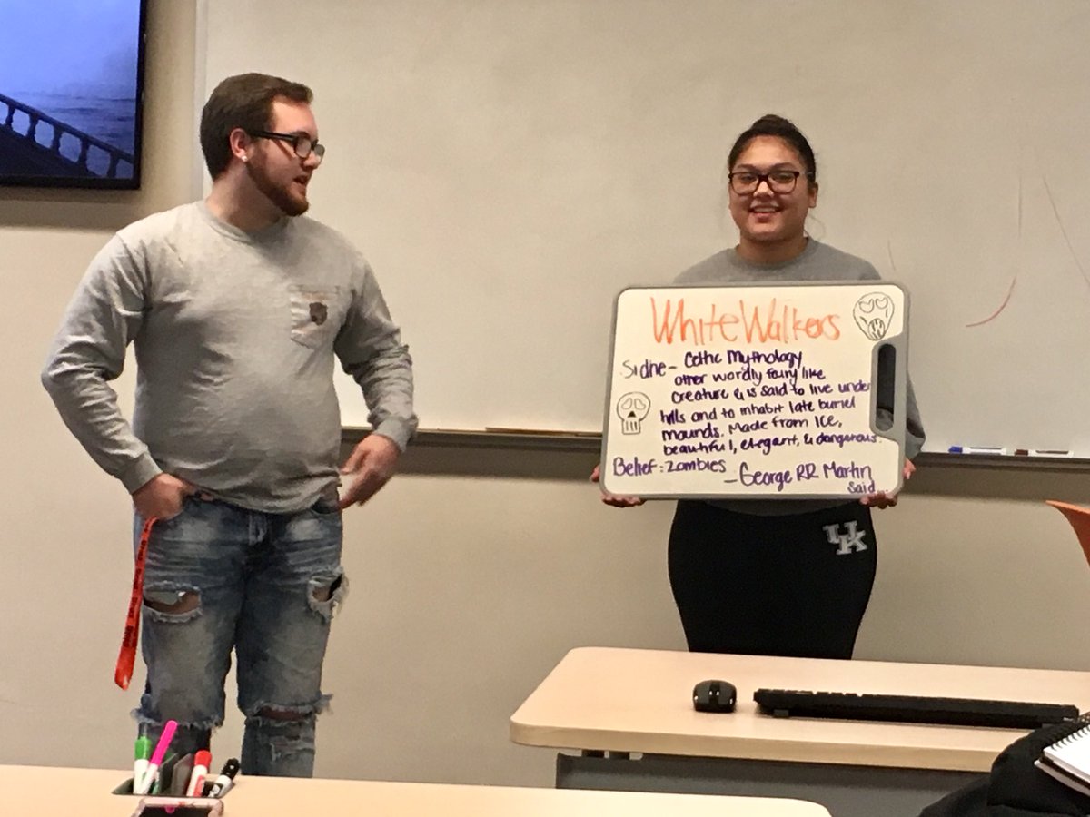 ekyCOMprof's tweet photo. Dragons and GIANTS and white walkers and magic, oh my! GoT students discussed the supernatural tonight. #GoT #COMRocks https://t.co/LTtAF6rjqd