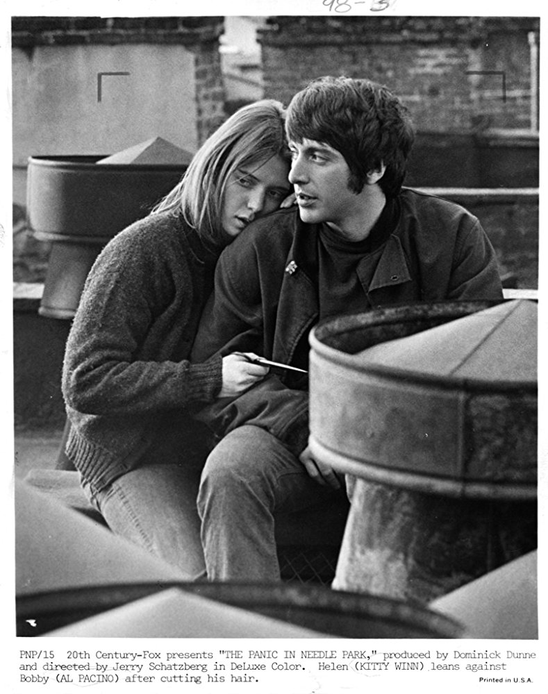 zoombackcine's tweet photo. Hoy #AlPacino cumple 78 años y para recordarlo un fotograma de su segunda película, The Panic in Needle Park. Con jóvenes 31 años demostraba su talento como un heroinómano enamorado en el New York de los 70 junto a Kitty Winn <3 https://t.co/ei34zhPFtG