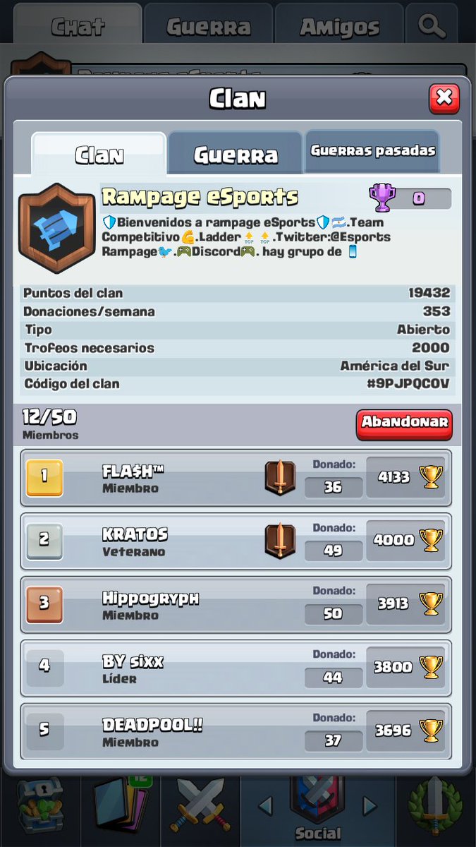 Andamos pidiendo ayuda por que un miembro asciendo a uno y expulso a casi todos, tuvimos que volver a crear el clan un RT se agradece y si quieren ayudar de otra forma hablar al MD
GRACIAS💝💪