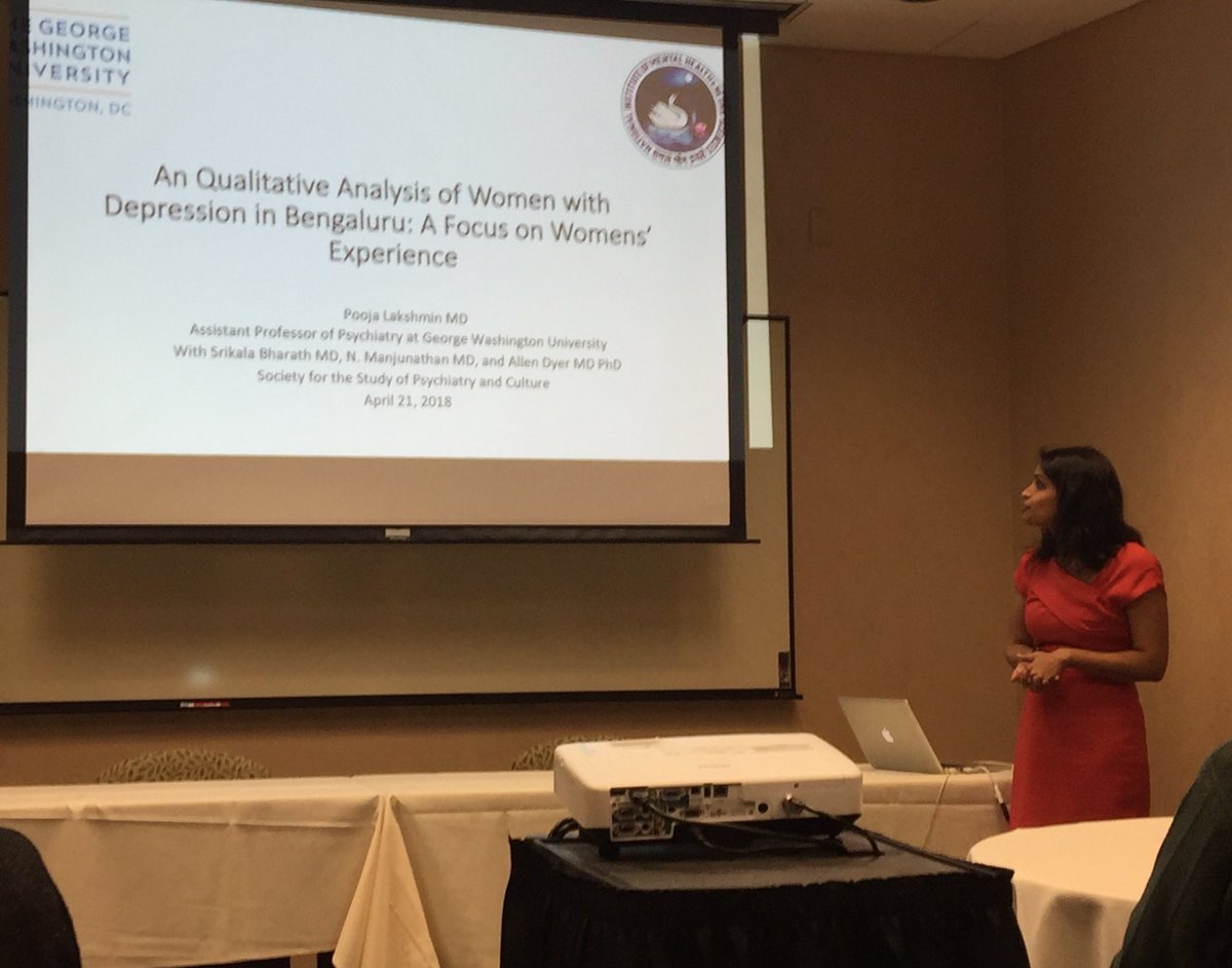 PoojaLakshmin's tweet photo. Presenting my work on women with #depression at #sspc2018. Discussing how women activate #agency thinking using core identity as #mother. &amp; how assertive coping can fit in Hindu belief structure of #Karma. 

 #WomenInMedicine #AcademicTwitter #medtwitter #transculturalpsychiatry https://t.co/CMiQDaJO2o