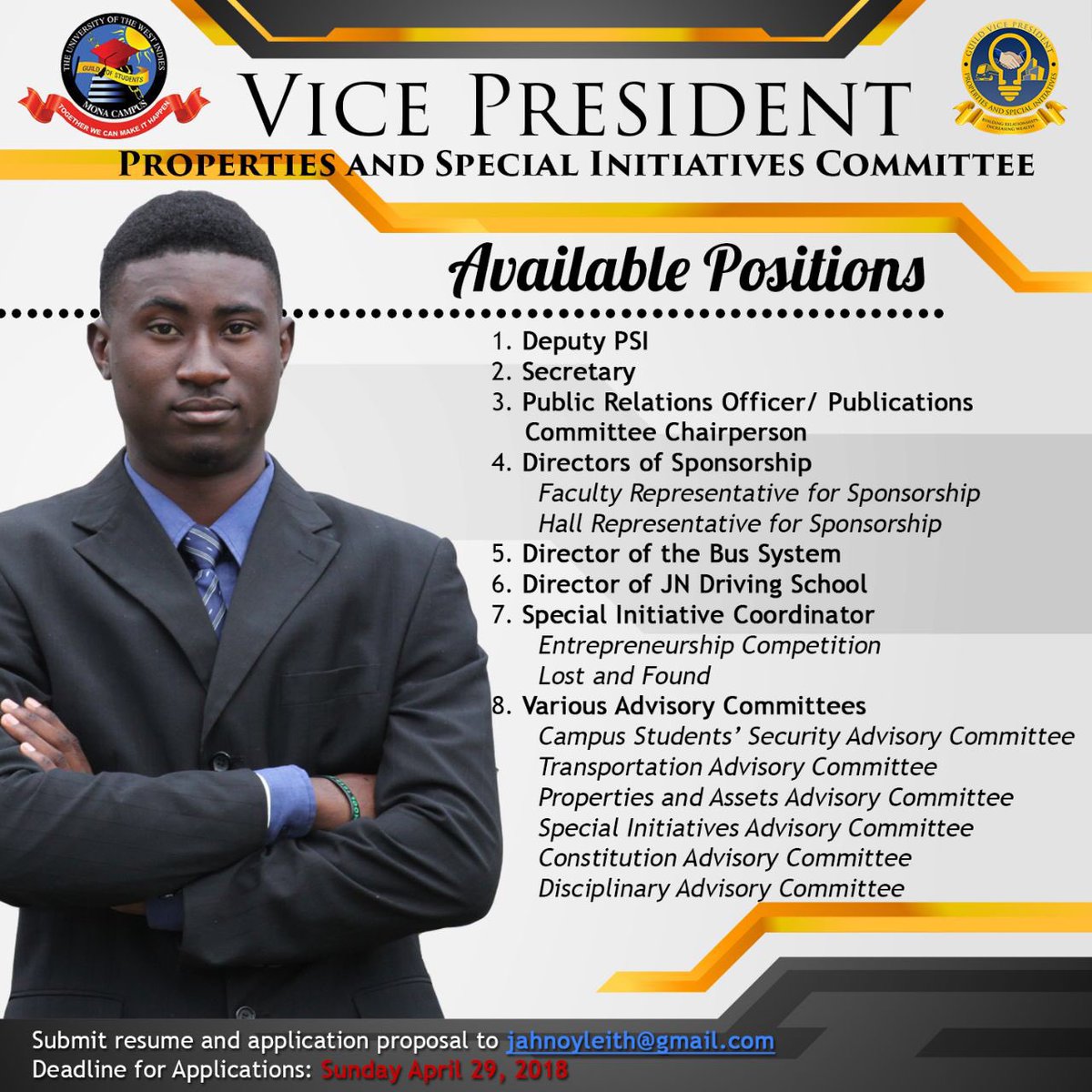 JahnoyLeith_Ja's tweet photo. Send résumé, application letter, and a proposal to jahnoyleith@gmail.com by April 29, 2018. All shortlisted applicants will be contacted for an interview on May 2, 2018.
#VP #PSI
#BuildingRelationships
#IncreasingWealth
#iRepMyGuild https://t.co/4NReqUhZqu
