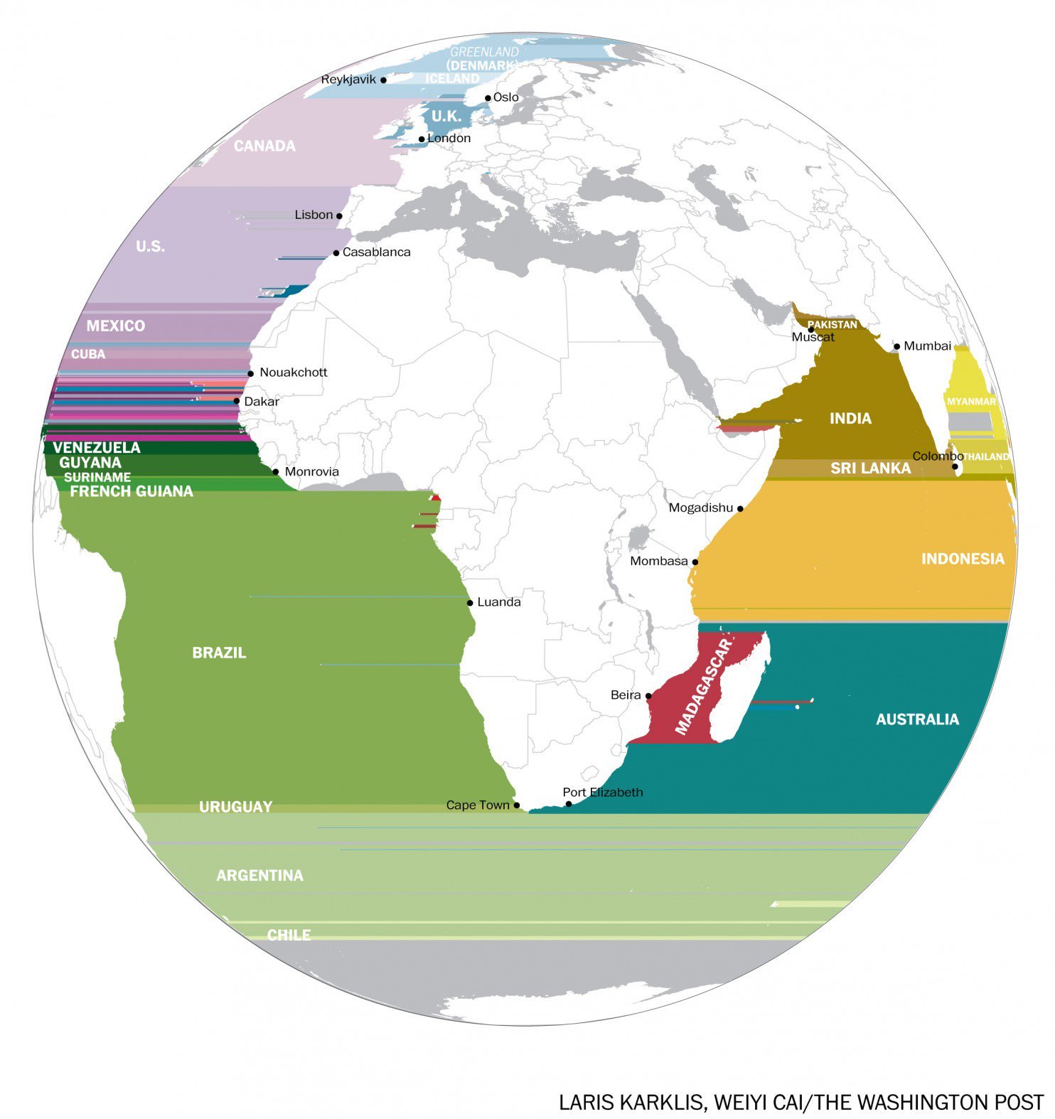 What S Across The Ocean Map Onlmaps On Twitter: "What's Across The Ocean From You In Africa And Europe?  #Map #Maps Https://T.co/Wxfh8Fvpgi" / Twitter