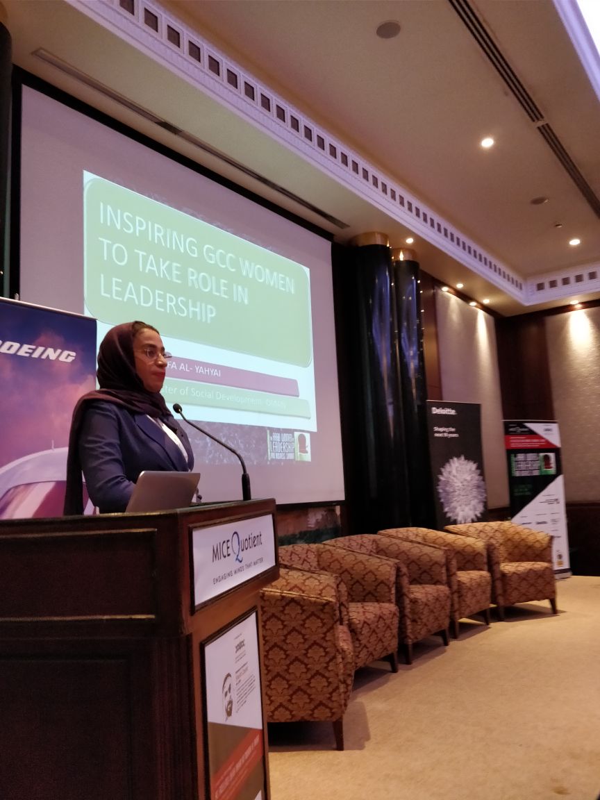 MICEQuotient's tweet photo. H.E. Dr. Sharifa Al Yahyai sharing her thoughts on "Inspiring Young Arab Women to take role in Leadership" at the #4thEdition of The #ArabWomen in #Leadership and #Business Summit 2018, at @DusitThaniDubai #Dubai, #UAE
#AWILB
#AWILB2018 https://t.co/6qpHqKQBS9