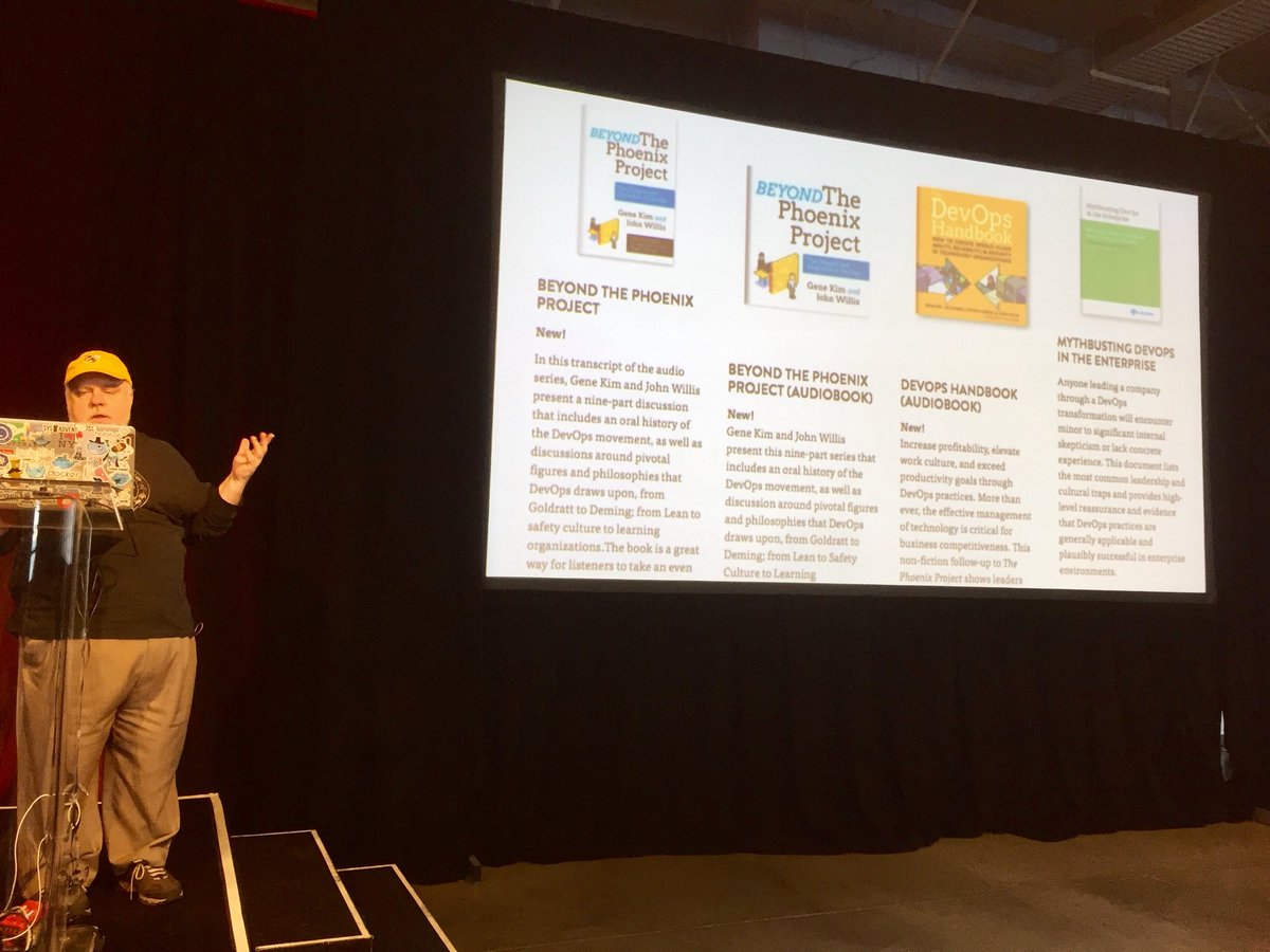 davenielsen's tweet photo. John @botchagalupe Willis kicks off #DevOpsNight at @Redisconf w/ keynote “Almost 10 Years of DevOps” https://t.co/f7qyhMn1MK