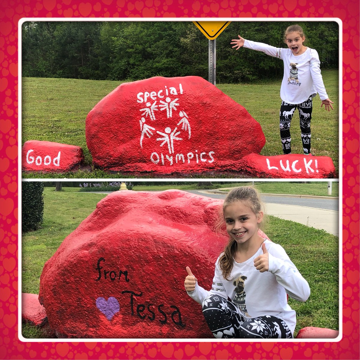 tessasims's tweet photo. Donated my birthday rock at school today to recognize my schoolmates that are competing in the @SpecialOlympics! I love those kids so much and they mean a lot to me! #specialolympics https://t.co/ZrAYuZZHXl