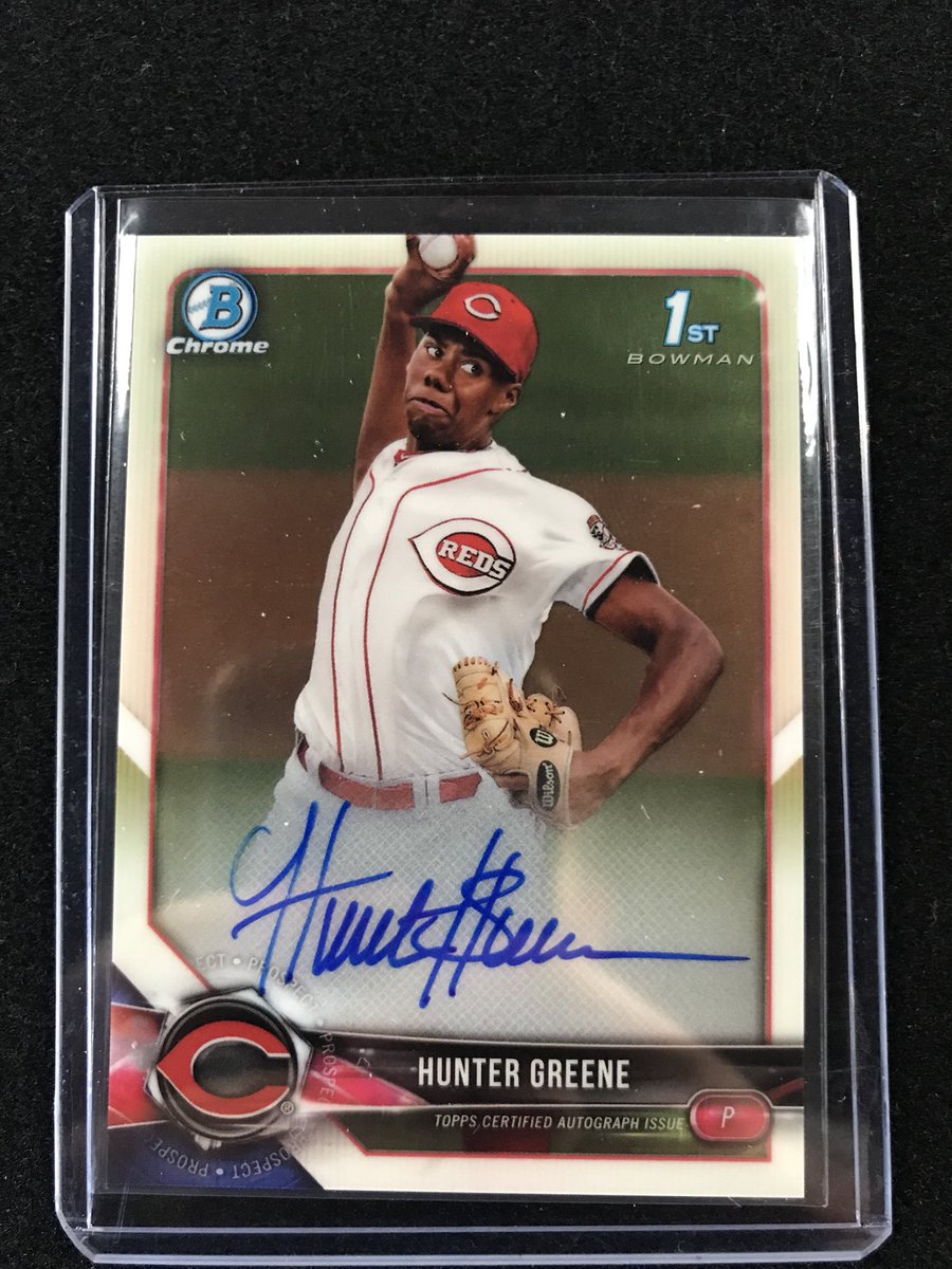 TalkinBaseball's tweet photo. Hunter Greene Auto just pulled out of Talkin Baseball! #Bowman https://t.co/9F94H3lNA3