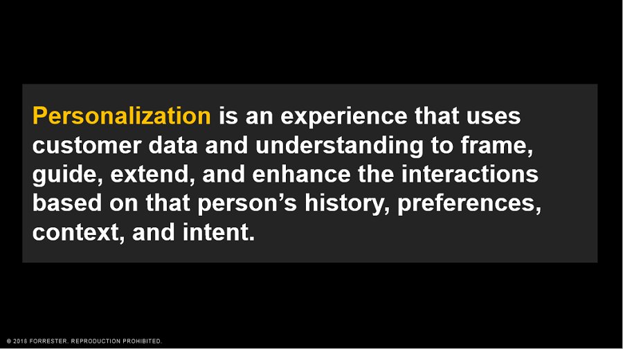 forrester's tweet image. Use data to differentiate and personalize the experience by focusing on the next best action or conversation, not the next best offer. @AurelieLHostis #FORRFS #personalization