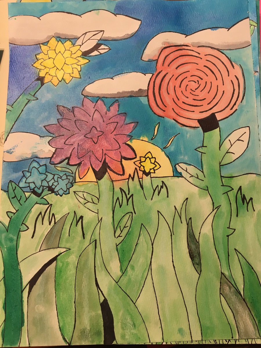 CindyRuzicka's tweet photo. Love how pretty these 5th graders “Spring Flowers” watercolor pictures turned out!!😊🌺 Monet himself would be impressed! #exleyexpress #exleytweets https://t.co/74FF8SXUrr
