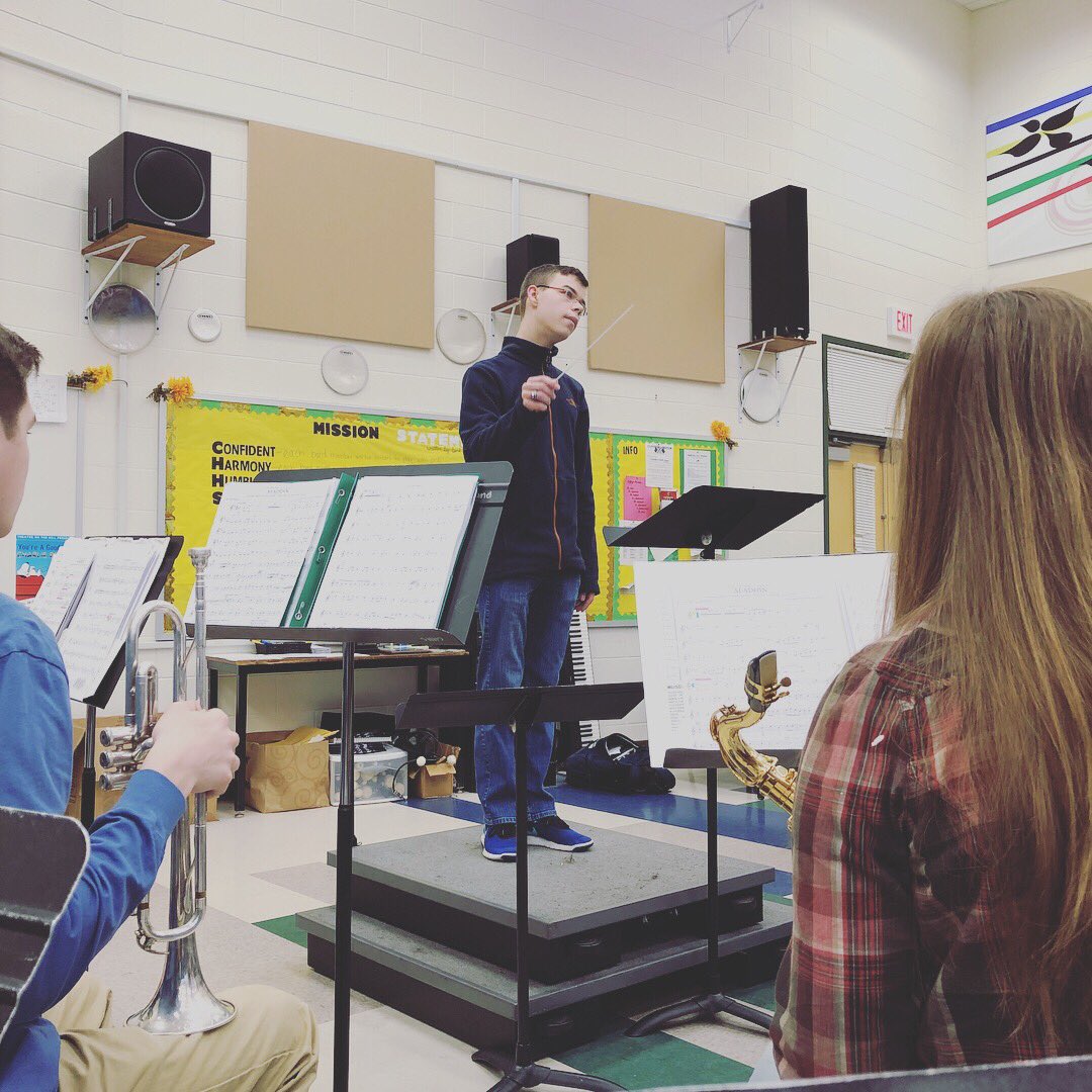 CloverHillBands's tweet photo. The student conductors are knocking it out of the park this week! Stay tuned for the announcement of who will be conducting on our Spring Concert! #CHHSbands #ConductingSeminar #StudentConductors https://t.co/HIu5dYYGXV