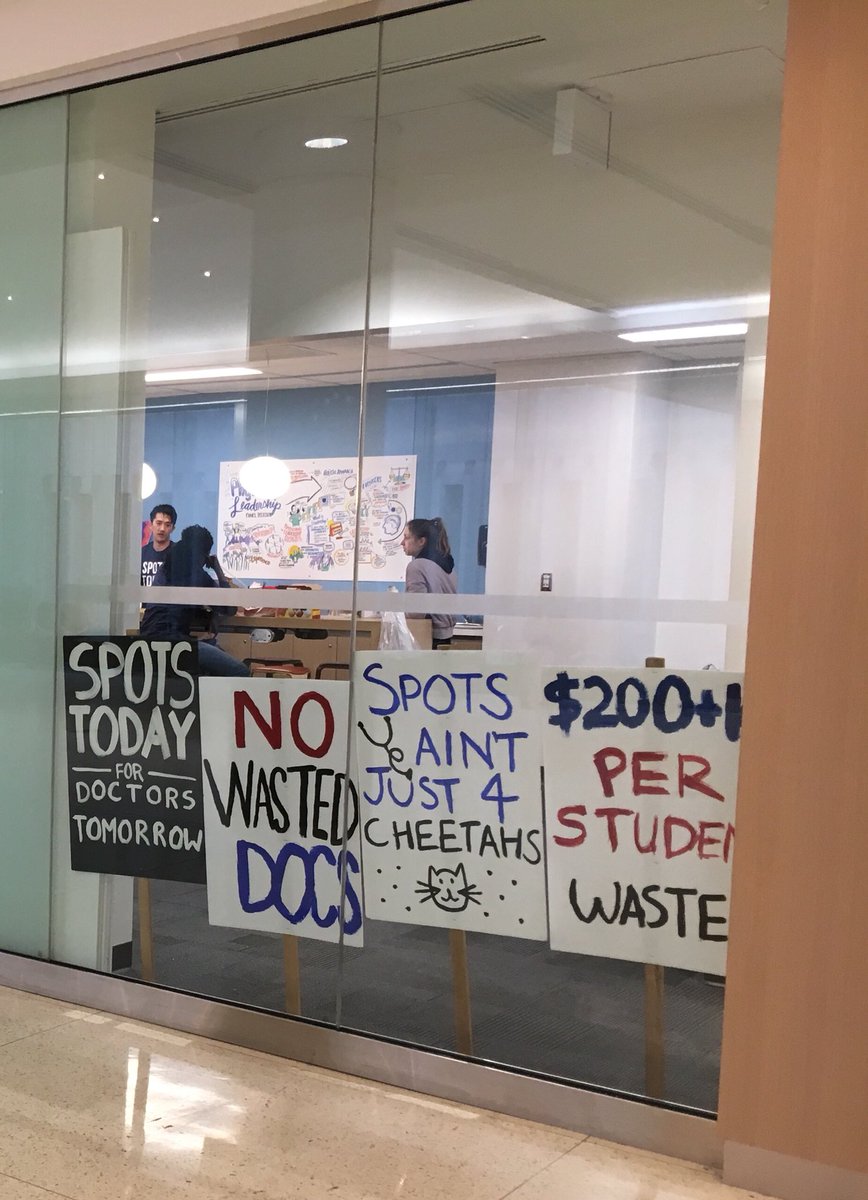 GilaMartow's tweet photo. Video from today at Question Period & the #Spots4Docs rally at Queens Park with @NickelBelt MPP France Gelinas https://t.co/kItLgfbsJX - photo outside the student lounge in the @UofT Medical Sciences building https://t.co/rH3PmTKbci