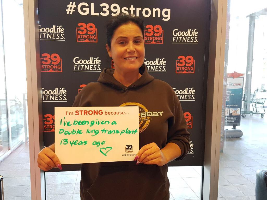 BrittaWatts's tweet photo. I am strong because Iโve had a double lung transplant 13 years ago and I workout to be the best , strongest me I can be! #gl39strong https://t.co/qM85JiU42c