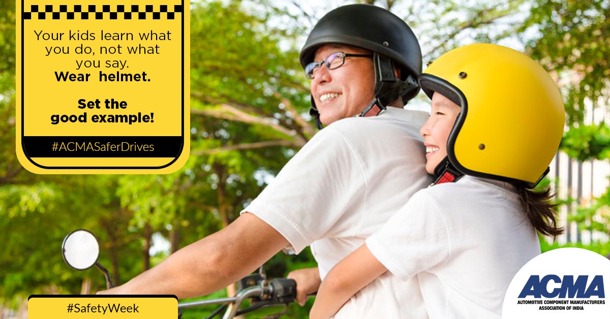 ACMAIndia's tweet photo. Wearing helmet is not a choice. Preach and practice wearing a helmet. Pledge for road safety with #ACMASaferDrives at https://t.co/fRkKQQv6hR
#NationalRoadSafetyWeek #ItsThatSimple @MORTHIndia https://t.co/I1OM5IcJbW