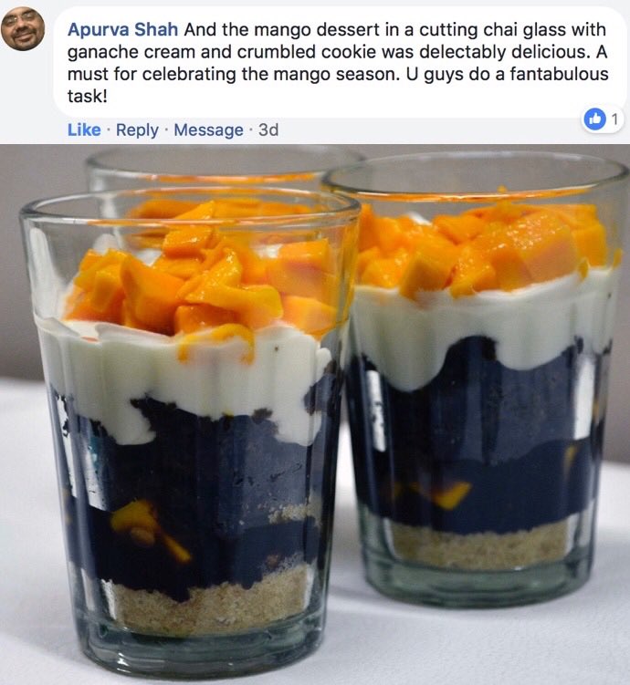 paagalkhana's tweet photo. Our mango desserts always receive awesome reviews, here is one (in the image below) that recently hit our social channels. Need we say more..... 

#Mango #Cake #Dessert #Chaiglass #Signature #Chocolate #Cream #Butter #Crust #Testimonial #Customer #Positive #Review https://t.co/Pt3dRrBww5