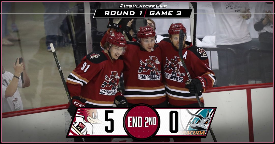 RoadrunnersAHL's tweet photo. Woo! 👏👏👏

SOG: TUC - 15 | SJ - 15

#TUCvsSJ | #ItsPlayoffTime https://t.co/ayZWBzkCp0