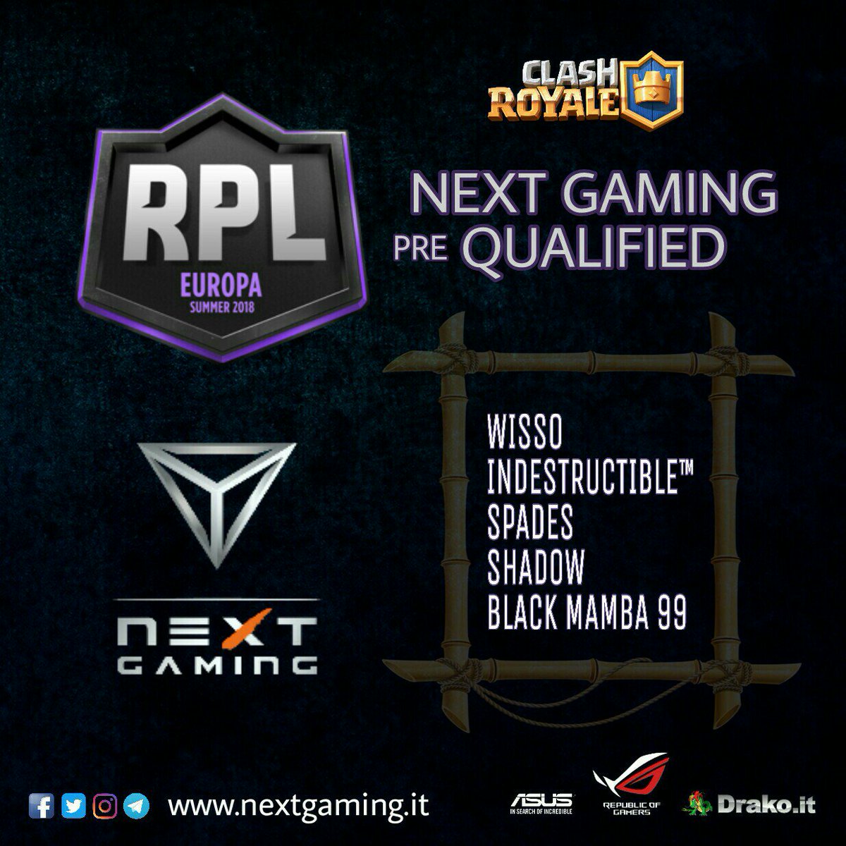 #CR Roster NXG alla Royale Premier League!
Let's fight! ⚔️
<a href="/ASUS/">ASUS</a> <a href="/ASUS_ROG/">ROG Global</a> @Drakoit