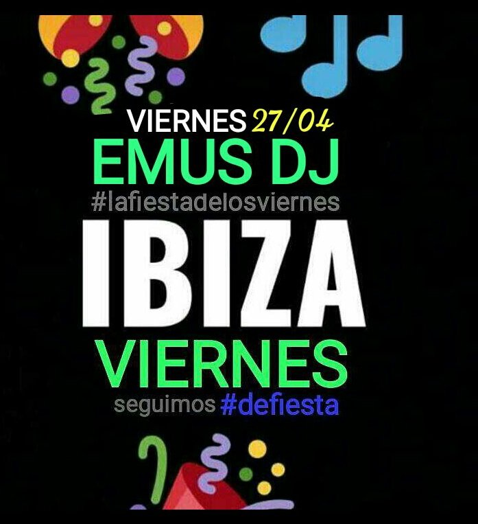 ibiza_viernes's tweet photo. #VIERNES 27/04 !!! 📣
#EMUSDJ 🎧 en #IBIZA !!! 🎉
otra noche de viernes a pura fiesta...
"EMUS DJ" !!! 🎧 show en vivo...
@EmusDj @EMUSMIX
#IBIZAviernes 😎
#laFIESTAdelosVIERNES 🎊
+ INFO PRE 🎓 al 📲 11.5023.2125 https://t.co/SNC6bPTDAY