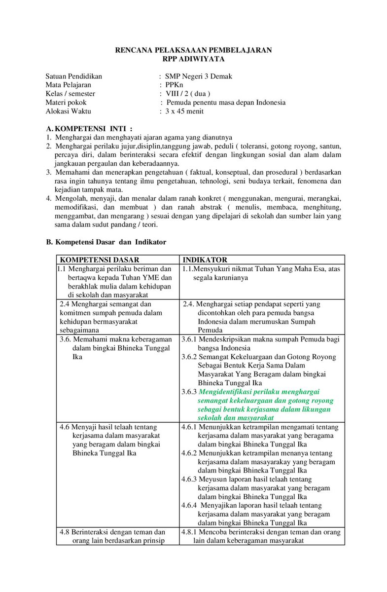 Rpp Adiwiyata Ipa Smp Kelas 9 Ilmusosial Id