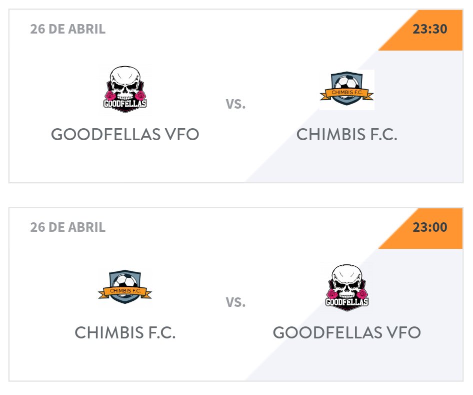 Goodfellas__FC's tweet photo. Esta noche Copa Newskill.
Frente a un rival durísimo.

IDA: 23:00 @ChimbisFC - @Goodfellas__FC 

VUELTA: 23:30 @Goodfellas__FC - @ChimbisFC https://t.co/PmA5cItOB5