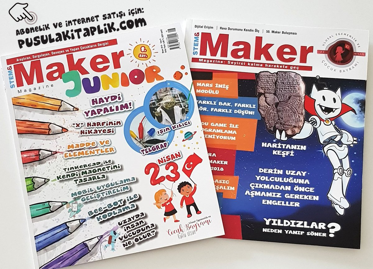 stem_maker's tweet image. #Stem&amp;amp;Maker ve #MakerJunior dergilerimizin yeni sayıları çıktı; marketler, kitabevleri ve bayilerde. İyi okumalar... pusulakitaplik.com/catinfo.asp?ci…